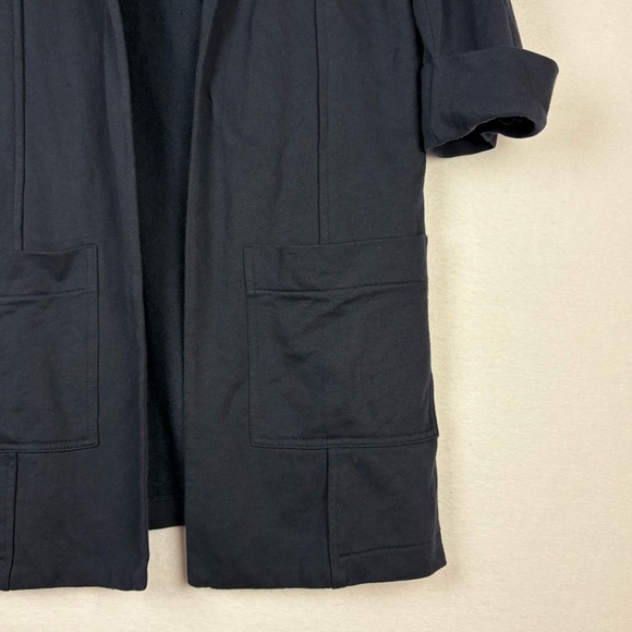 Garnet Hill Navy Blue Cuffed Sleeve Long Open Cardigan - Picture 4 of 6